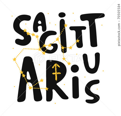 Sagittarius vector zodiac sign. Hand letteri 70505584