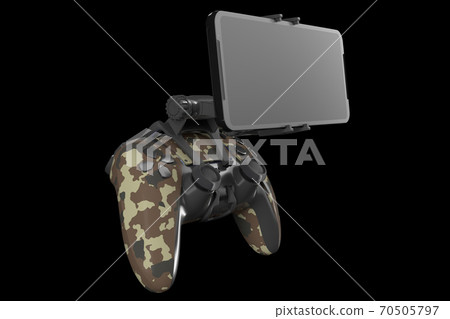 Realistic joystick for playing games on a mobile phone isolated on black 70505797