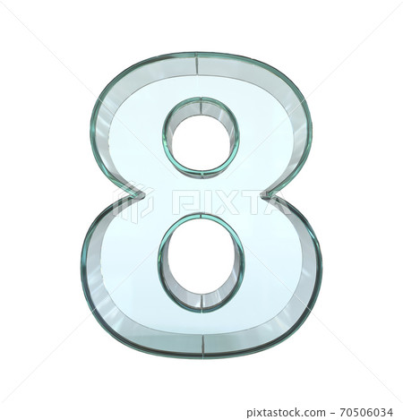 Glass font 3d rendering, number 8 70506034