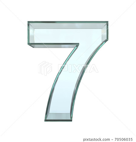 Glass font 3d rendering, number 7 70506035