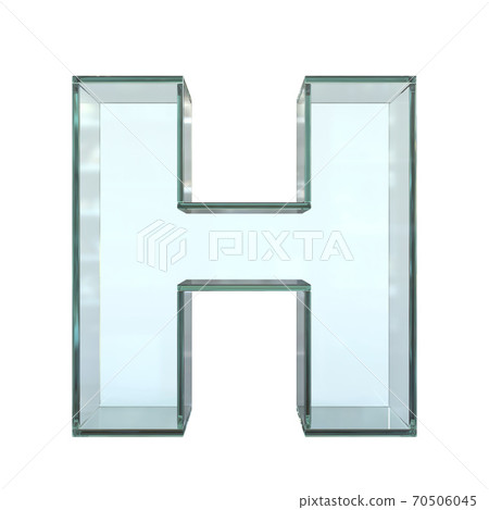 Glass font 3d rendering, letter H 70506045