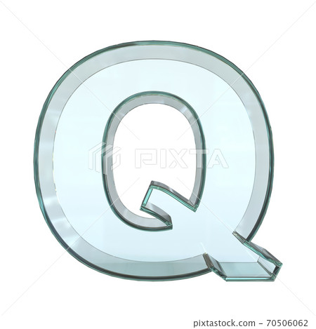 Glass font 3d rendering, letter Q 70506062