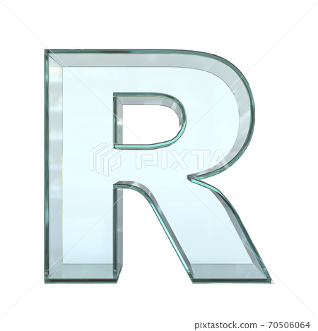 Glass font 3d rendering, letter R 70506064