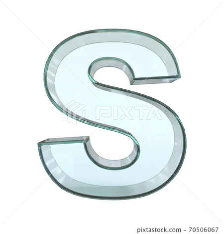 Glass font 3d rendering, letter S 70506067