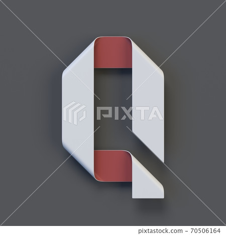 Origami paper font, folded ribbon font 3d rendering, letter Q Origami paper font, folded ribbon font 3d rendering, letter Q 70506164