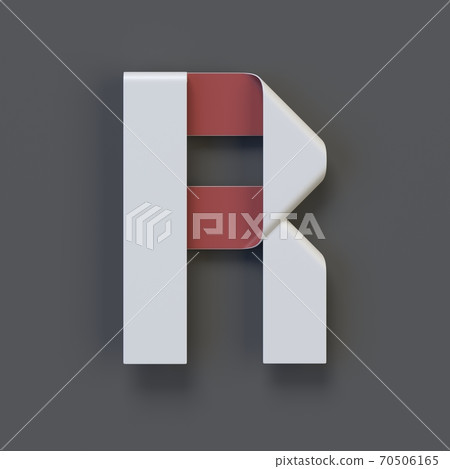 Origami paper font, folded ribbon font 3d rendering, letter R Origami paper font, folded ribbon font 3d rendering, letter R 70506165