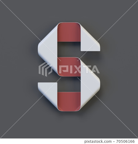 Origami paper font, folded ribbon font 3d rendering, letter S 70506166
