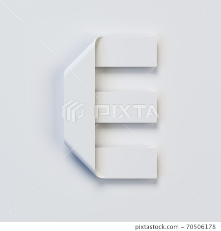 Origami paper font, folded ribbon font 3d rendering, letter E 70506178
