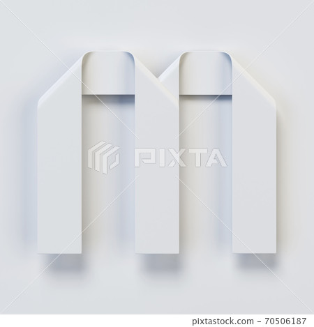 Origami paper font, folded ribbon font 3d rendering, letter M Origami paper font, folded ribbon font 3d rendering, letter M 70506187
