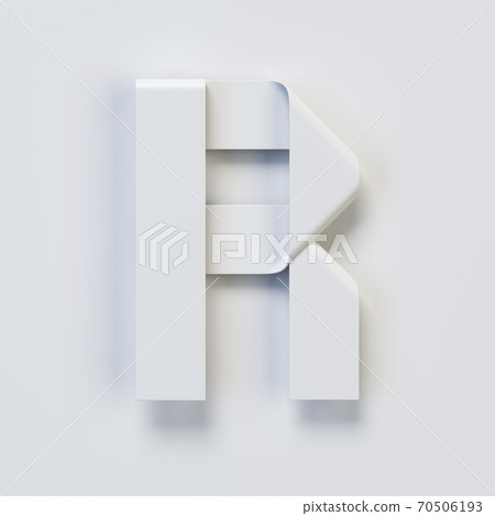 Origami paper font, folded ribbon font 3d rendering, letter R 70506193