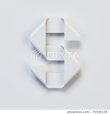 Origami paper font, folded ribbon font 3d rendering, letter S 70506194