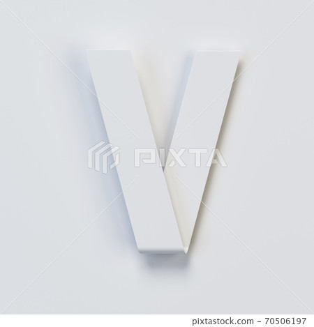 Origami paper font, folded ribbon font 3d rendering, letter V 70506197