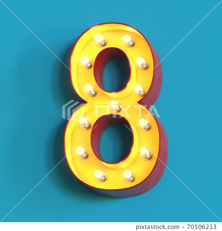 Light bulb glowing font, 3d alphabet character, 3d rendering, number 8 Light bulb glowing font, 3d alphabet character, 3d rendering, number 8 70506213