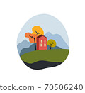 House with a mountain landscape. 70506240