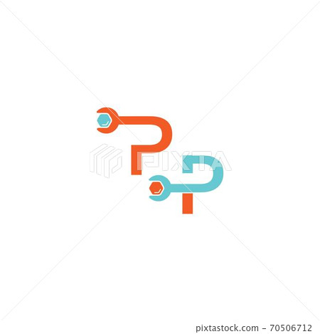 Letter P logo icon forming a wrench and bolt design Letter P logo icon forming a wrench and bolt design 70506712
