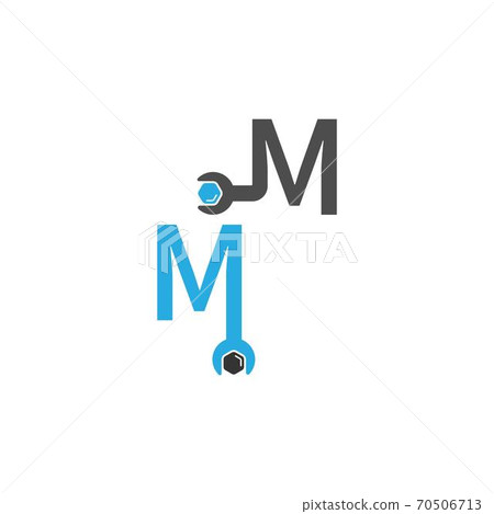 Letter M logo icon forming a wrench and bolt design Letter M logo icon forming a wrench and bolt design 70506713
