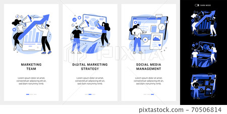 Digital marketing strategy mobile app UI kit. 70506814
