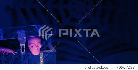 Halloween scull in chest. Spooky 70507258