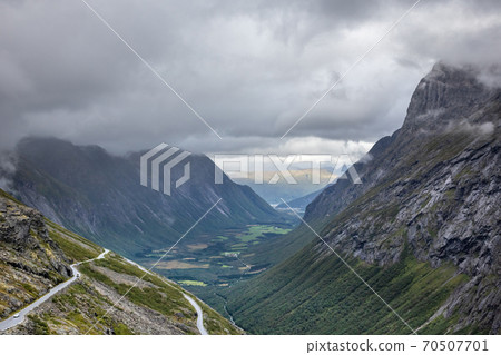 Famous norwegian mountains road Trollstigen 70507701