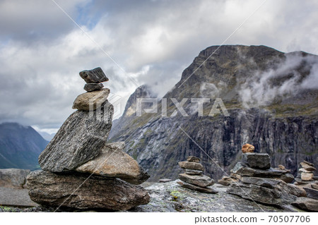 Troll rock pyramid on top of Trollstigen road 70507706