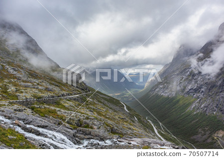 Famous norwegian mountains road Trollstigen view 70507714
