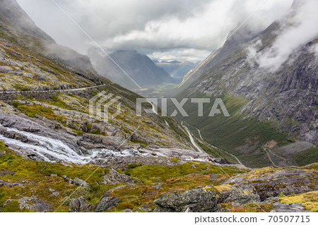 Famous norwegian mountains road Trollstigen view 70507715