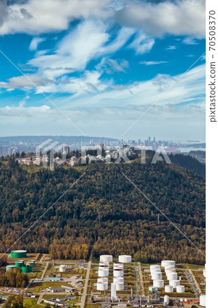 Aerial view of Burnaby Mountain during a vibrant morning Aerial view of Burnaby Mountain during a vibrant morning 70508370