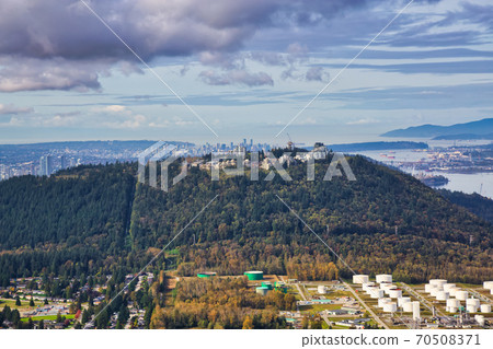 Aerial view of Burnaby Mountain during a vibrant morning 70508371