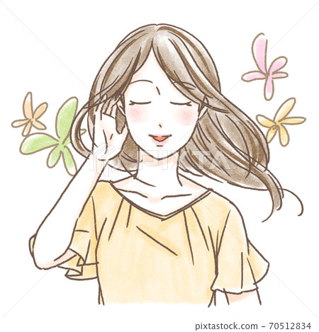 woman blowing her hair woman blowing her hair 70512834