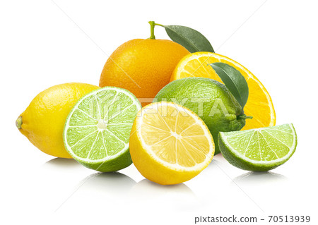 A collection of citrus fruits of lemon, lime and orange A collection of citrus fruits of lemon, lime and orange 70513939