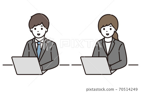 商人，女商人，計算機插圖 70514249