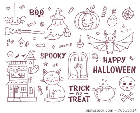 Kawaii halloween doodle set 70515514