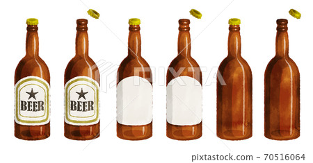 帶有水彩觸摸的啤酒瓶圖 70516064