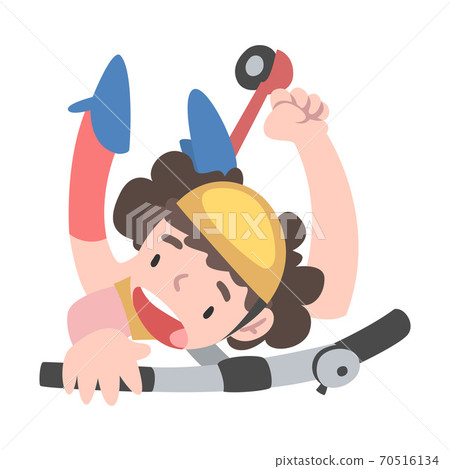 Child in Safety Helmet Falling Down from Kick... - Stock Illustration  [70516134] - PIXTA