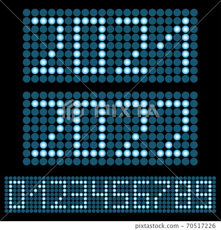 New Year's neon date 2021, 2022 on black scoreboard. New Year's neon date 2021, 2022 on black scoreboard. 70517226