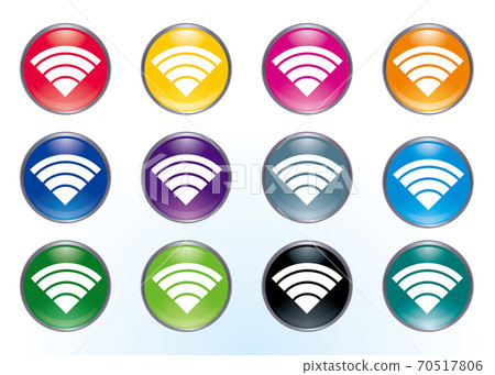 Glossy three-dimensional Wi-Fi logo colorful illustration set icon radio button Glossy three-dimensional Wi-Fi logo colorful illustration set icon radio button 70517806
