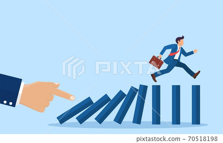 domino effect. Chain reaction concept. domino effect. Chain reaction concept. 70518198