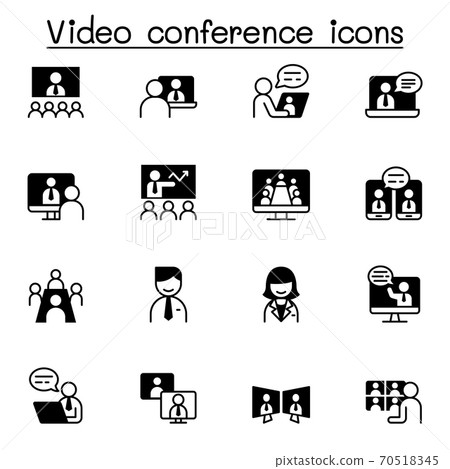 Video conference icons set vector illustration... - Stock Illustration ...
