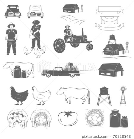 Farming Two-color Icon Set Vector Illustration. 70518548