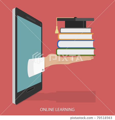Online Education Flat Isometric Vector Concept. - Stock Illustration ...