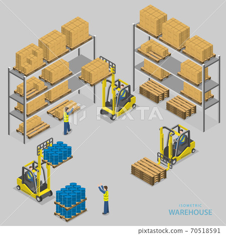 Warehouse loading isometric vector illustration. 70518591