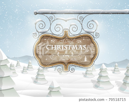 Board with Christmas greeting vector illustration. Board with Christmas greeting vector illustration. 70518715