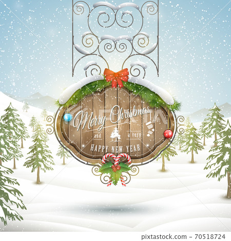 Decorated Christmas board vector illustration. Decorated Christmas board vector illustration. 70518724