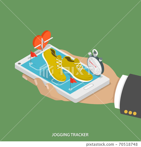 Jogging tracker flat isometric concept. 70518748