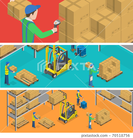 Warehouse isometric flat vector illustration. 70518756