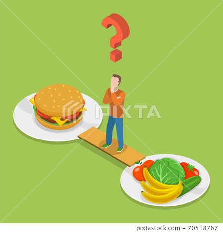 Health or junk food isometeric vector. 70518767