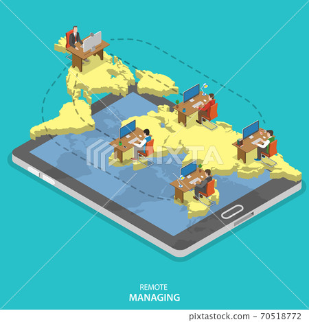 Remote managing isometric flat vector concept. 70518772
