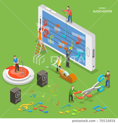 Mobile audio editor flat isometric vector concept. 70518858