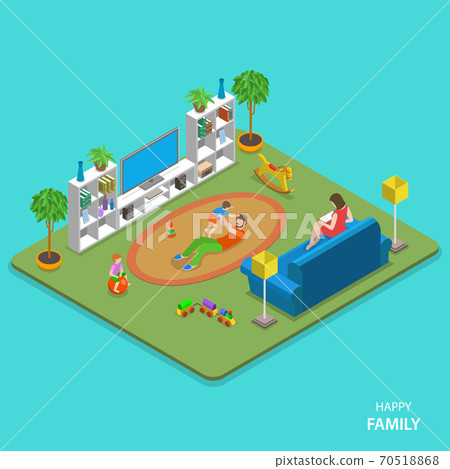 Happy family isometric flat vector concept. - Stock Illustration ...