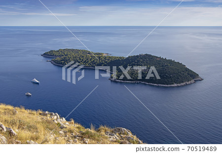 Aerial view of Lokrum island near Dubrovnik, Croatia Aerial view of Lokrum island near Dubrovnik, Croatia 70519489